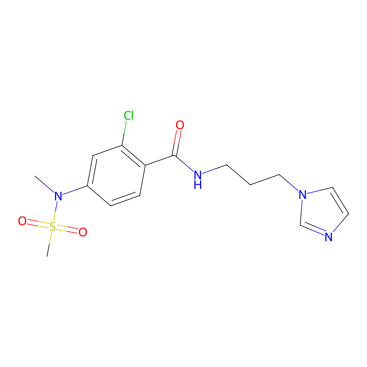 2-chloro-N-[3-(1H-imidazol-1-yl)propyl]-4-[methyl(methylsulfonyl)amino]benzamide molecular structure, CAS 1309144-81-7