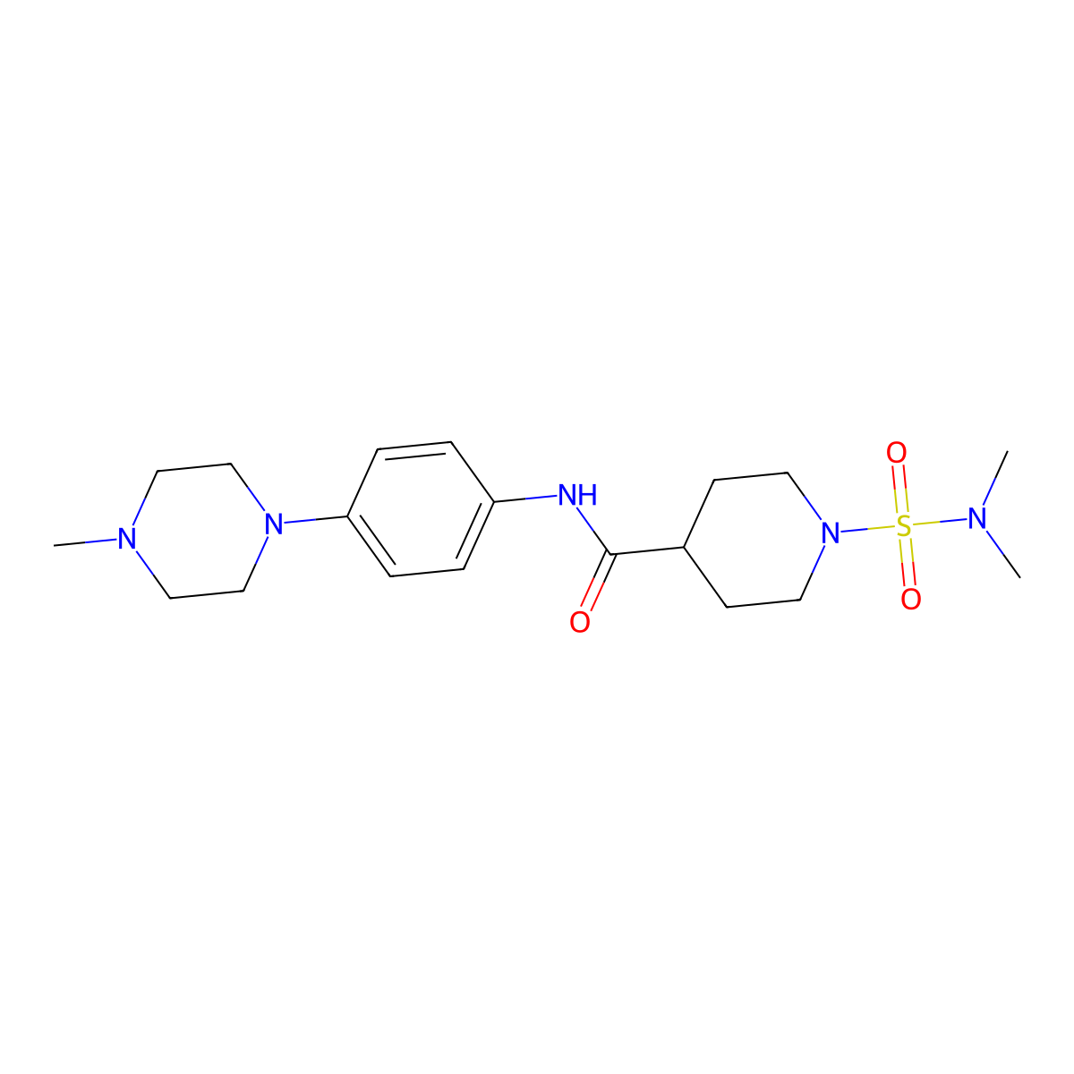 1-(dimethylsulfamoyl)-N-[4-(4-methylpiperazin-1-yl)phenyl]piperidine-4-carboxamide molecular structure, CAS 1309145-82-1