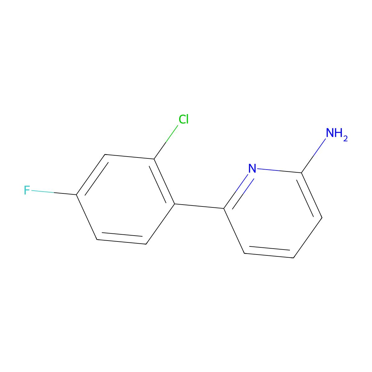 6-(2-Chloro-4-fluorophenyl)pyridin-2-amine molecular structure, CAS 1309150-10-4
