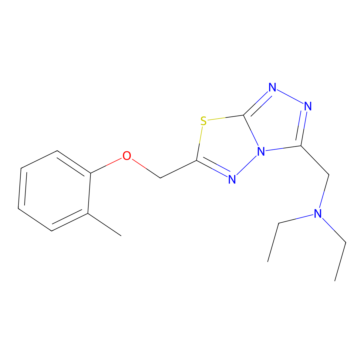 N-ethyl-N-({6-[(2-methylphenoxy)methyl][1,2,4]triazolo[3,4-b][1,3,4]thiadiazol-3-yl}methyl)ethanamine molecular structure, CAS 1309150-12-6