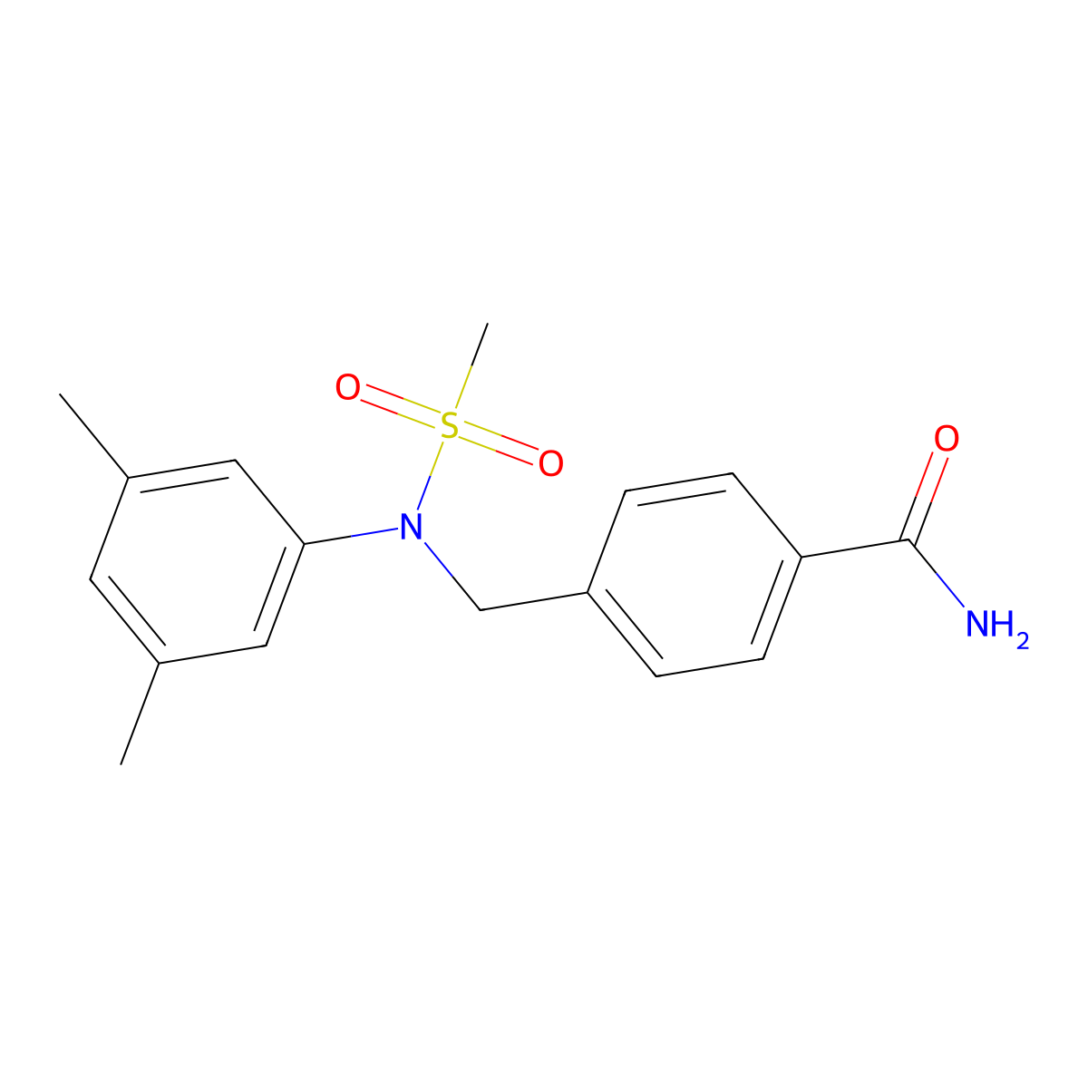 4-{[(3,5-Dimethylphenyl)(methylsulfonyl)amino]methyl}benzamide molecular structure, CAS 1309150-48-8