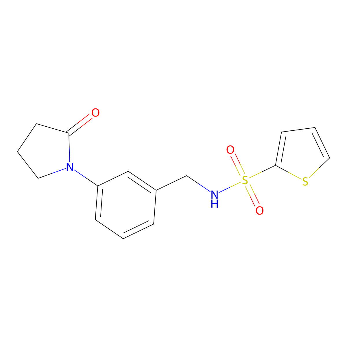 N-[3-(2-oxopyrrolidin-1-yl)benzyl]thiophene-2-sulfonamide molecular structure, CAS 1309150-80-8
