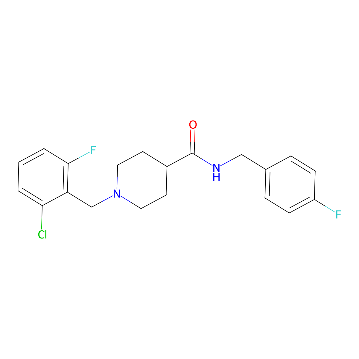 1-(2-chloro-6-fluorobenzyl)-N-(4-fluorobenzyl)piperidine-4-carboxamide molecular structure, CAS 1309153-47-6