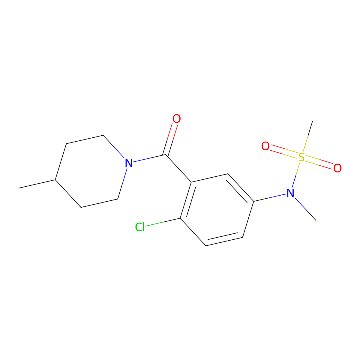 N-[4-chloro-3-(4-methylpiperidine-1-carbonyl)phenyl]-N-methylmethanesulfonamide molecular structure, CAS 1309161-10-1