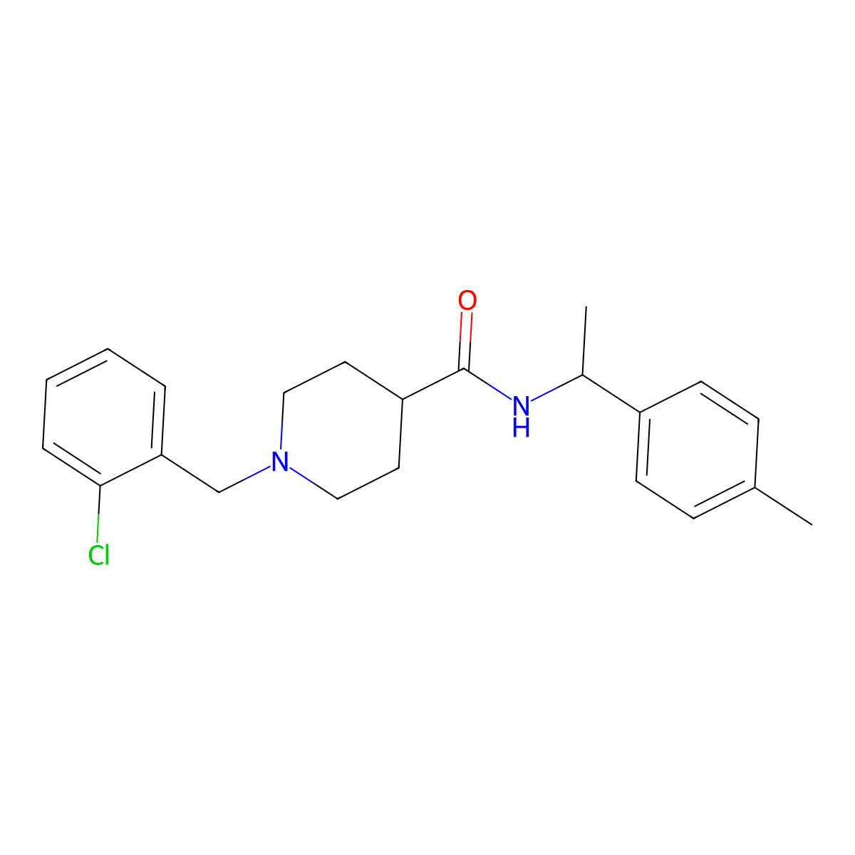 1-(2-chlorobenzyl)-N-[1-(4-methylphenyl)ethyl]piperidine-4-carboxamide molecular structure, CAS 1309161-35-0