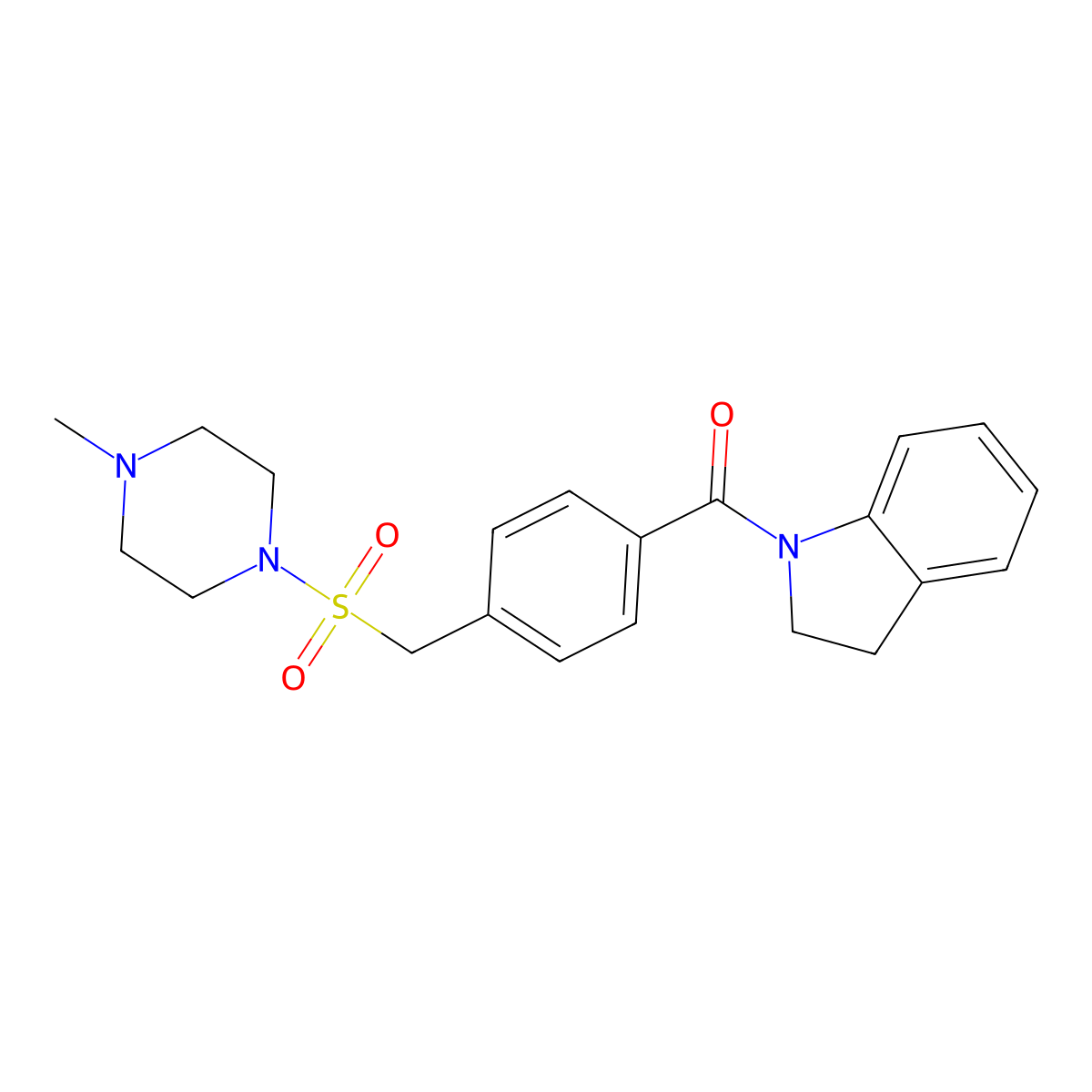 2,3-dihydro-1H-indol-1-yl(4-{[(4-methylpiperazin-1-yl)sulfonyl]methyl}phenyl)methanone molecular structure, CAS 1309161-93-0