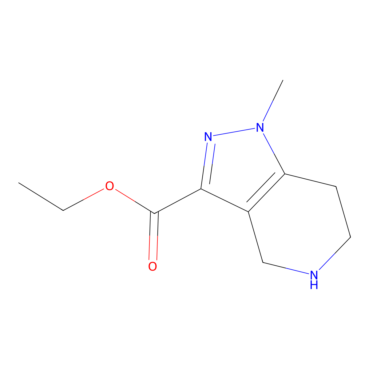 ethyl 1-methyl-4,5,6,7-tetrahydro-1H-pyrazolo[4,3-c]pyridine-3-carboxylate molecular structure, CAS 1309174-06-8