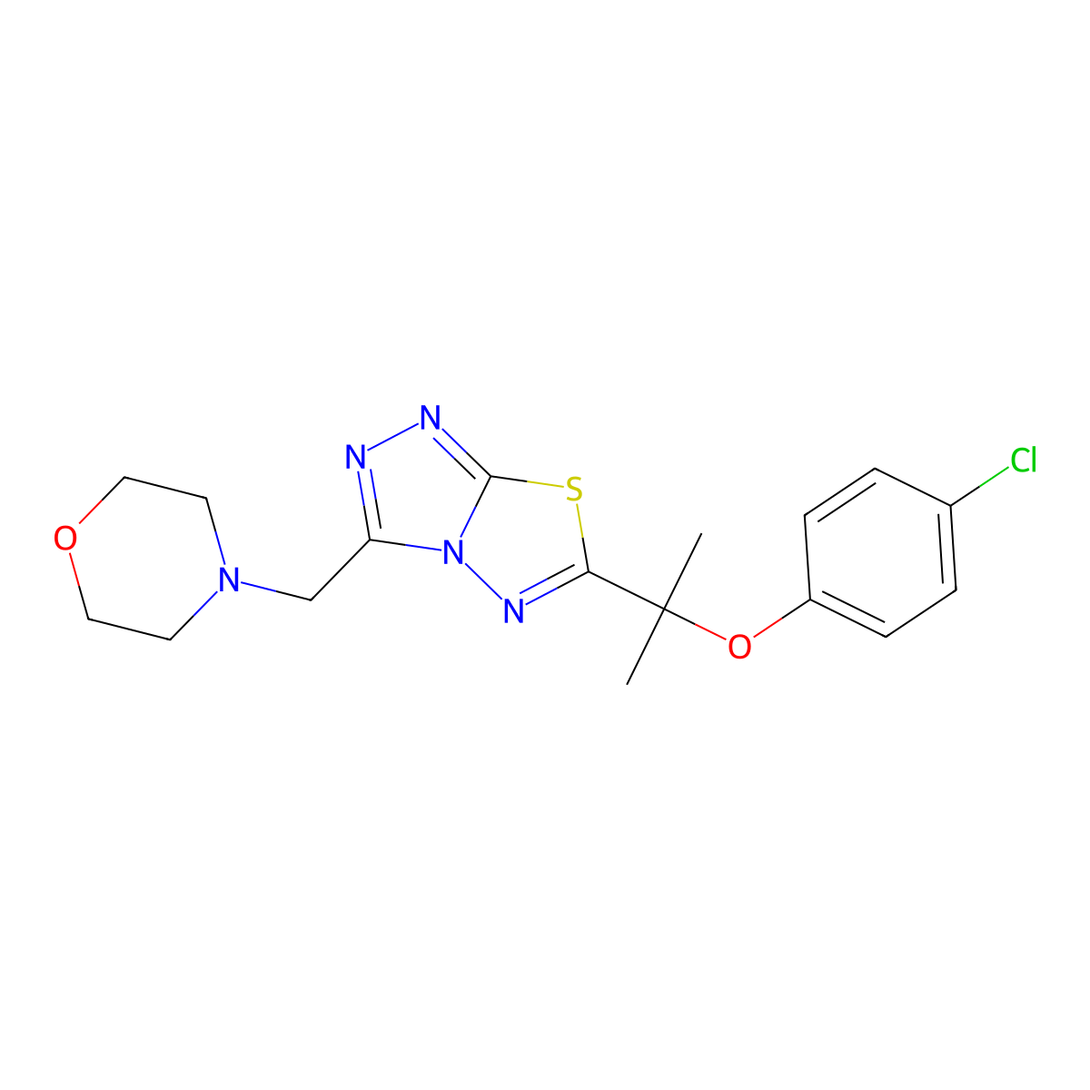 4-Chlorophenyl 1-methyl-1-[3-(4-morpholinylmethyl)[1,2,4]triazolo[3,4-b][1,3,4]thiadiazol-6-yl]ethyl ether molecular structure, CAS 1309174-86-4