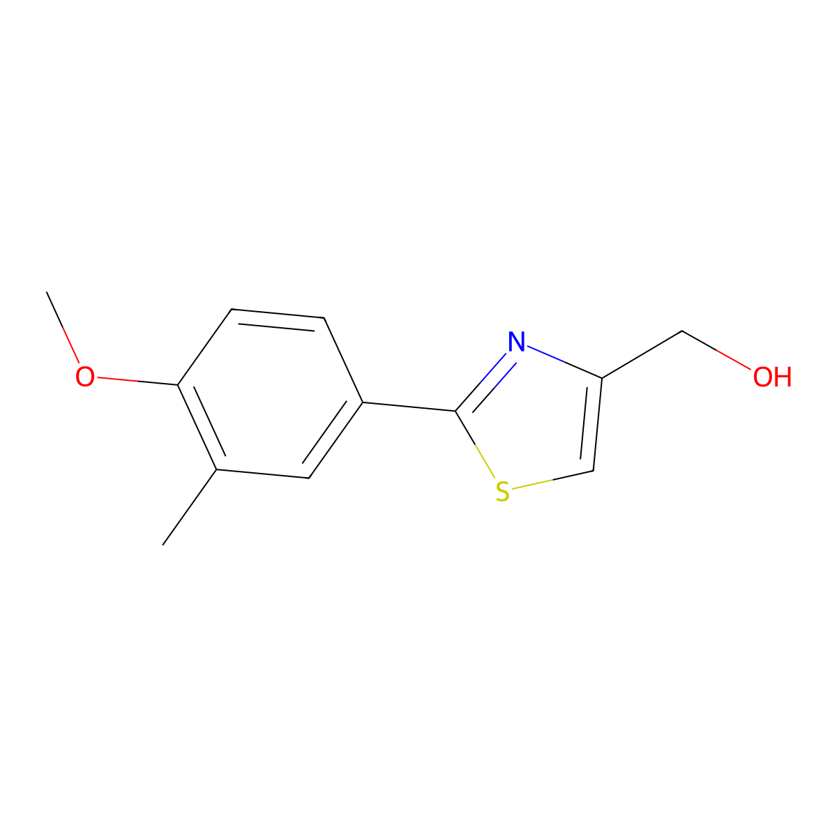 (2-(4-Methoxy-3-methylphenyl)thiazol-4-yl)methanol molecular structure, CAS 1309181-92-7