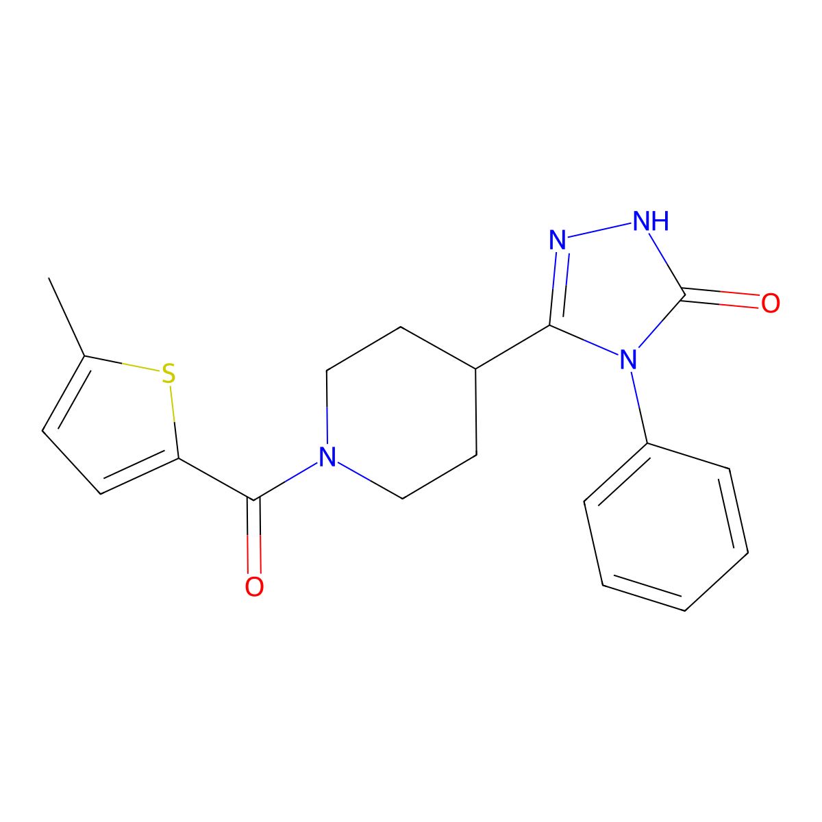 5-{1-[(5-methyl-2-thienyl)carbonyl]piperidin-4-yl}-4-phenyl-2,4-dihydro-3H-1,2,4-triazol-3-one molecular structure, CAS 1309185-02-1