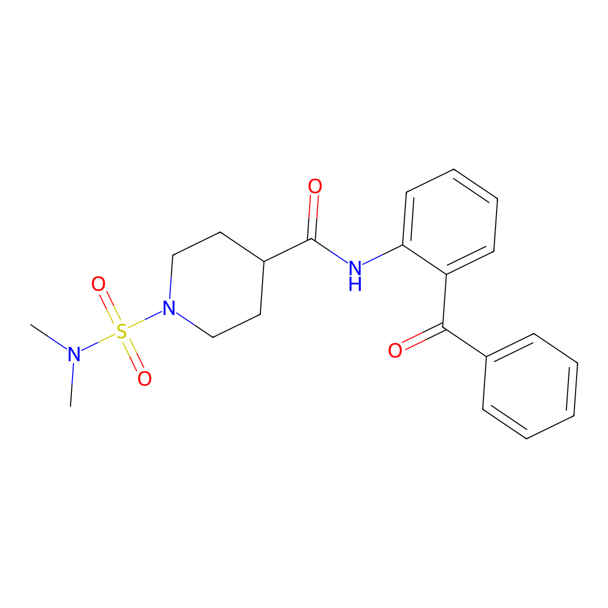 N-(2-benzoylphenyl)-1-(dimethylsulfamoyl)piperidine-4-carboxamide molecular structure, CAS 1309186-15-9