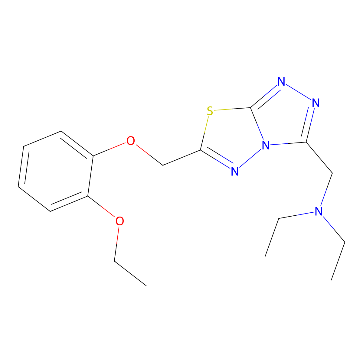 N-({6-[(2-ethoxyphenoxy)methyl][1,2,4]triazolo[3,4-b][1,3,4]thiadiazol-3-yl}methyl)-N-ethylethanamine molecular structure, CAS 1309187-60-7