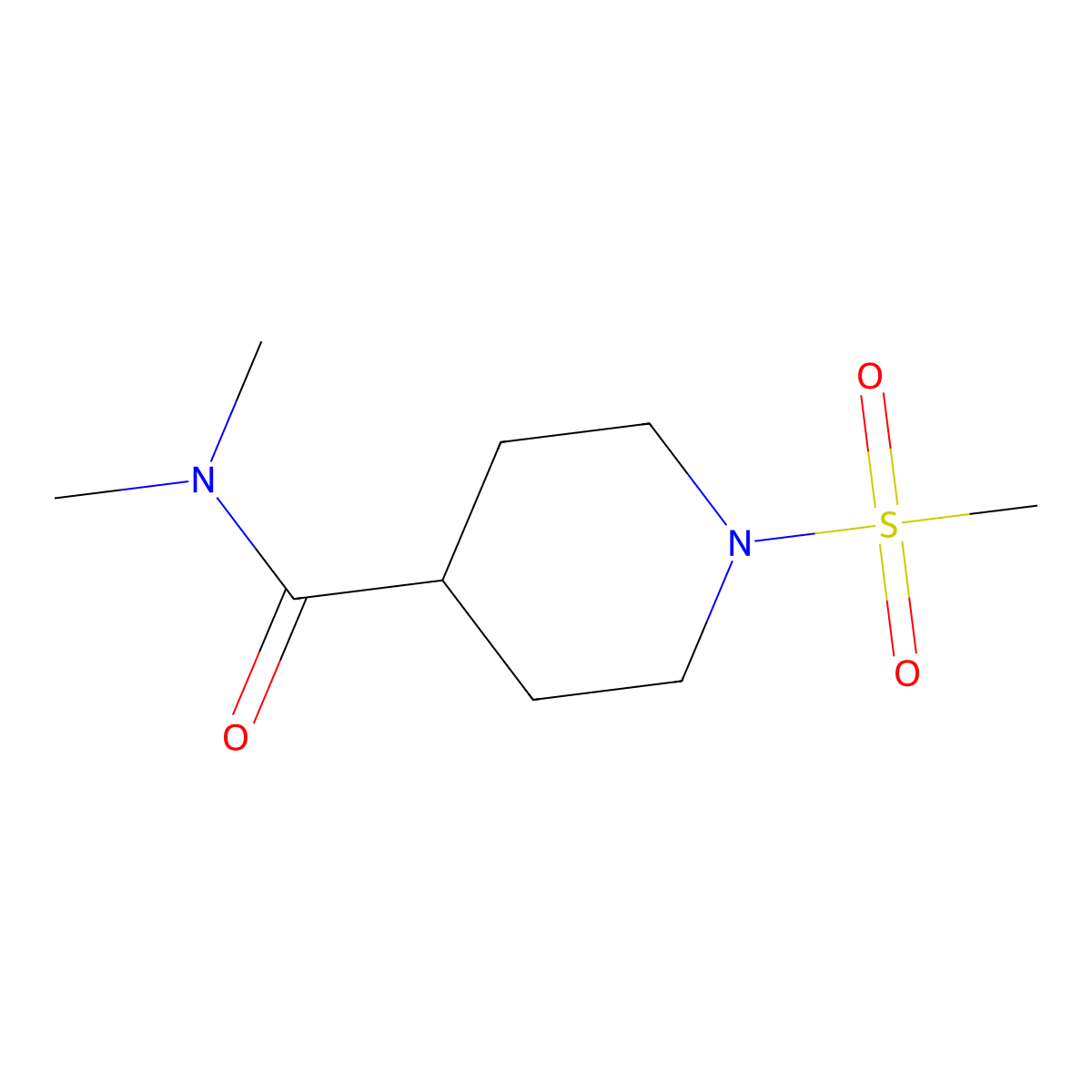 1-methanesulfonyl-N,N-dimethylpiperidine-4-carboxamide molecular structure, CAS 1309190-07-5