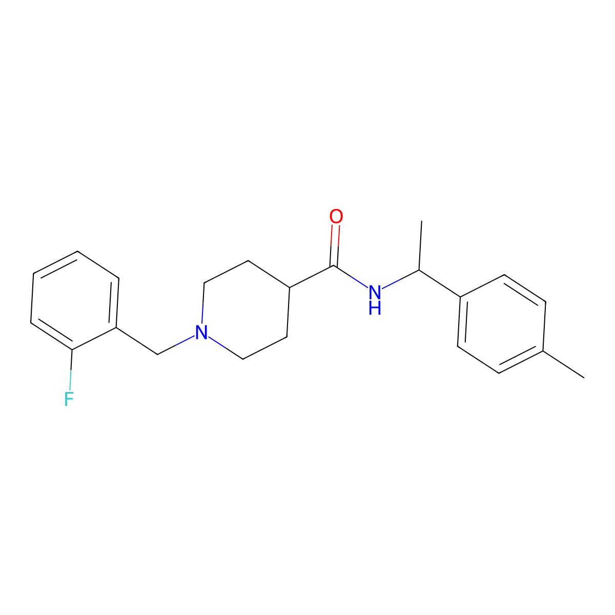 1-(2-fluorobenzyl)-N-[1-(4-methylphenyl)ethyl]piperidine-4-carboxamide molecular structure, CAS 1309193-17-6