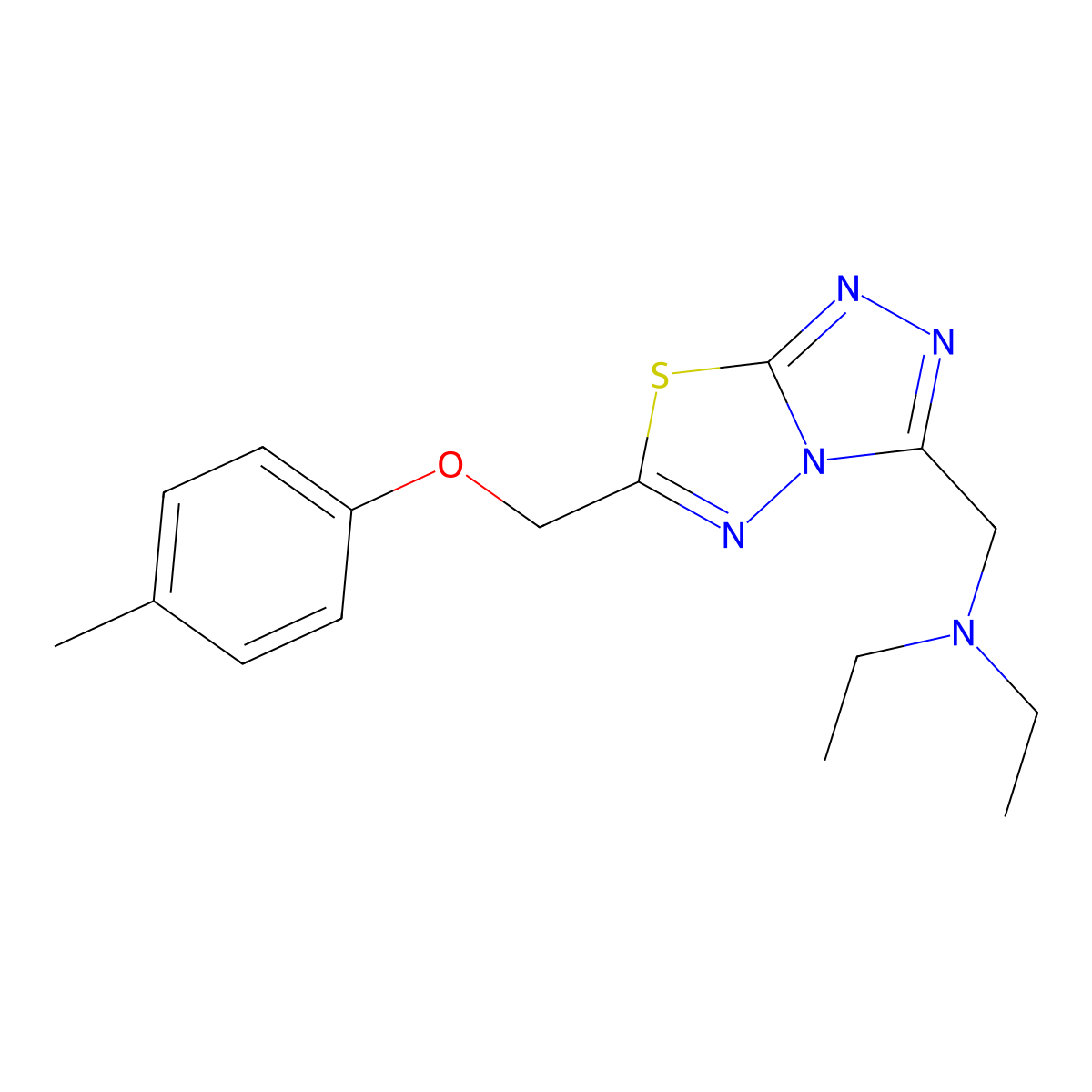 N-ethyl-N-({6-[(4-methylphenoxy)methyl][1,2,4]triazolo[3,4-b][1,3,4]thiadiazol-3-yl}methyl)ethanamine molecular structure, CAS 1309193-30-3