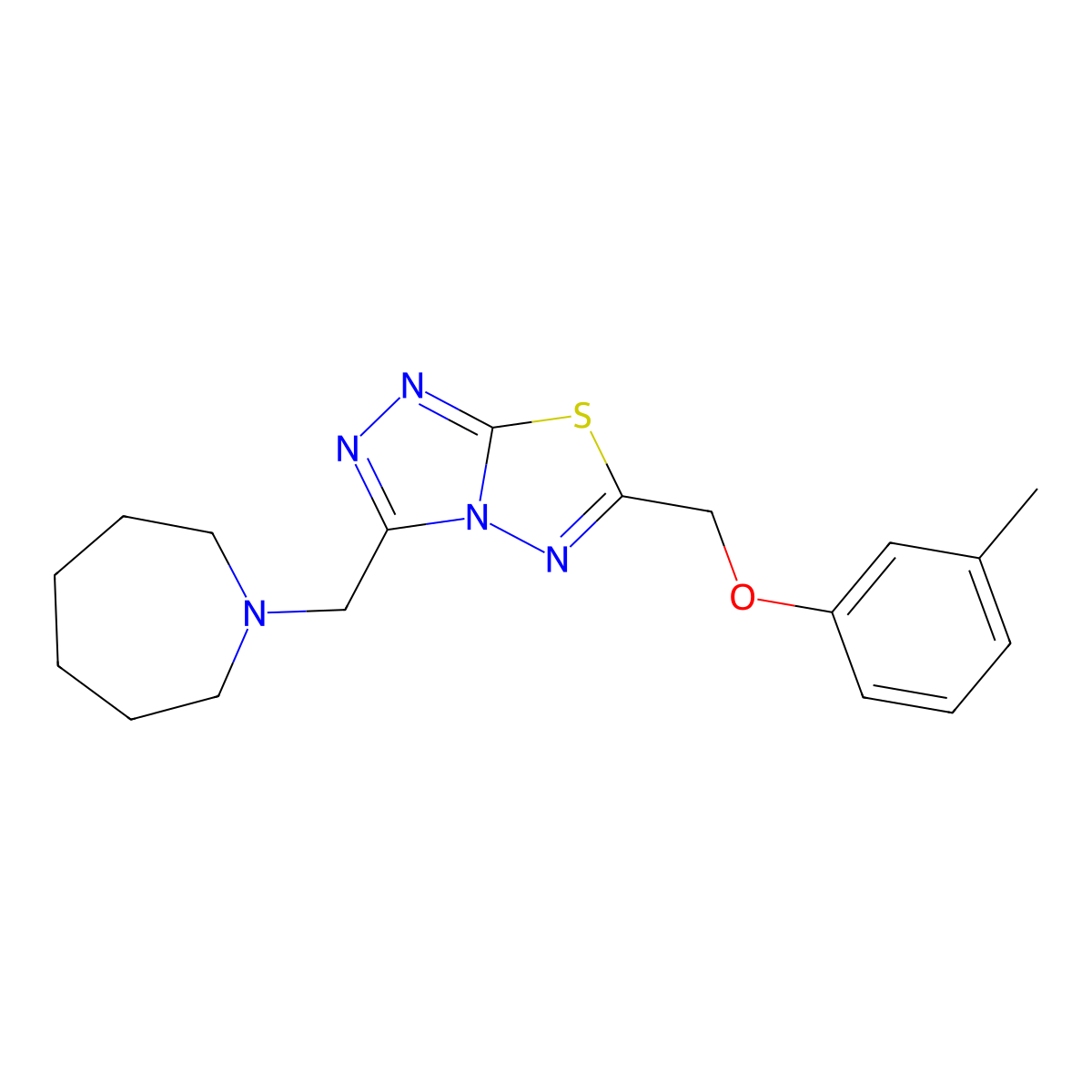 3-(Azepan-1-ylmethyl)-6-[(3-methylphenoxy)methyl][1,2,4]triazolo[3,4-b][1,3,4]thiadiazole molecular structure, CAS 1309195-85-4