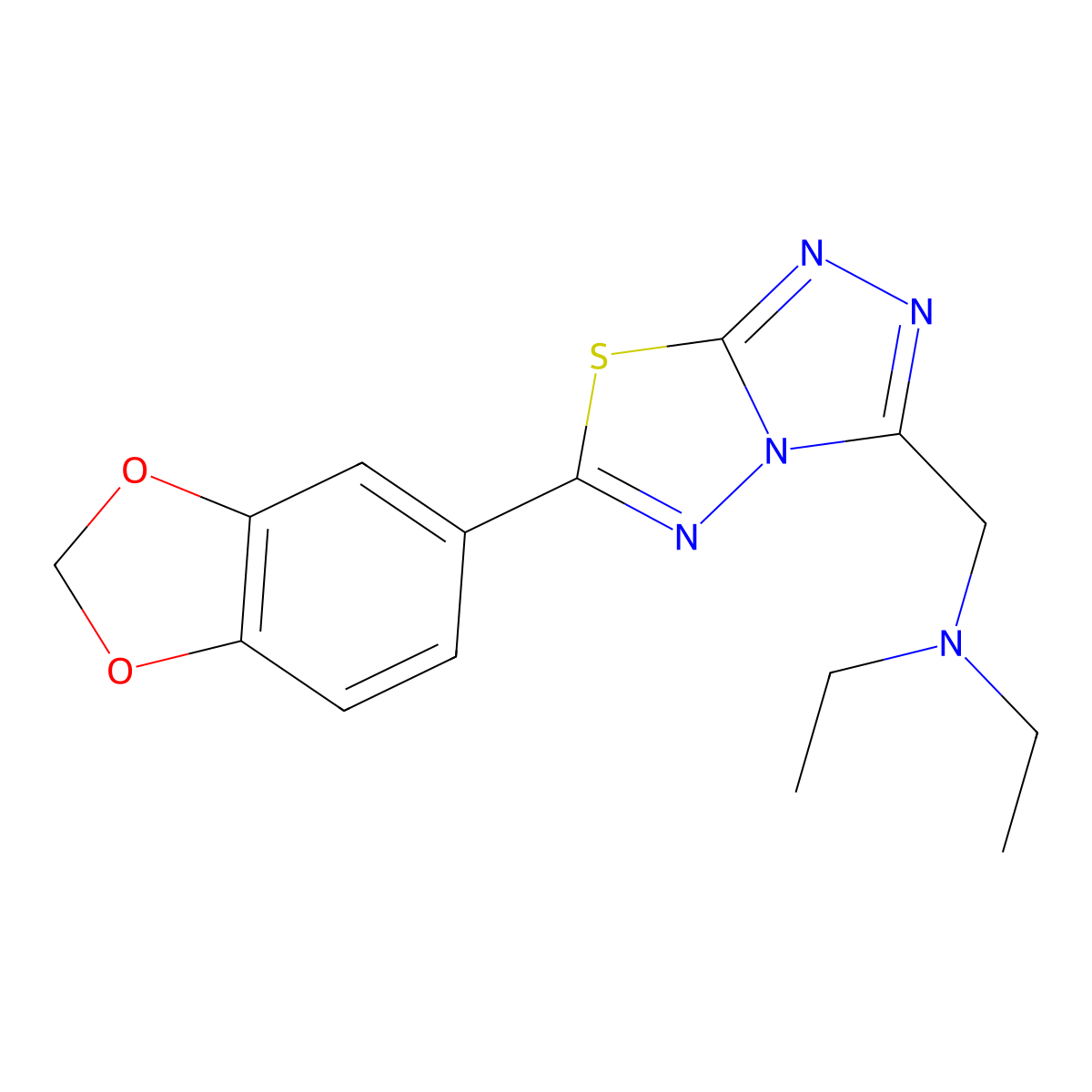 N-{[6-(1,3-benzodioxol-5-yl)[1,2,4]triazolo[3,4-b][1,3,4]thiadiazol-3-yl]methyl}-N-ethylethanamine molecular structure, CAS 1309196-27-7