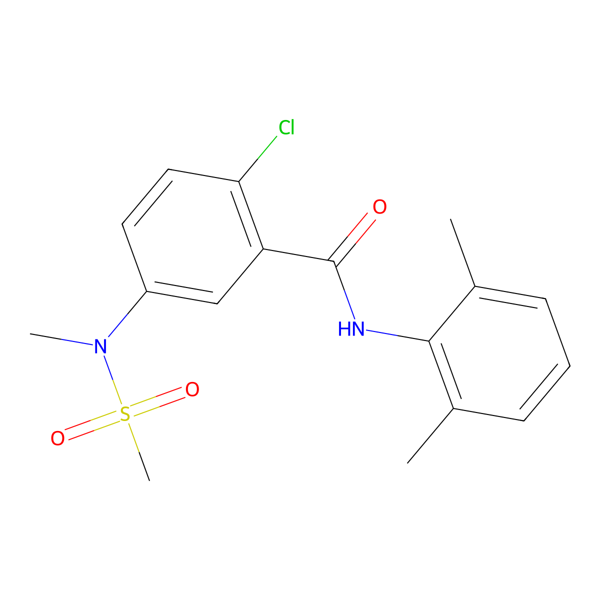 2-chloro-N-(2,6-dimethylphenyl)-5-[methyl(methylsulfonyl)amino]benzamide molecular structure, CAS 1309199-31-2