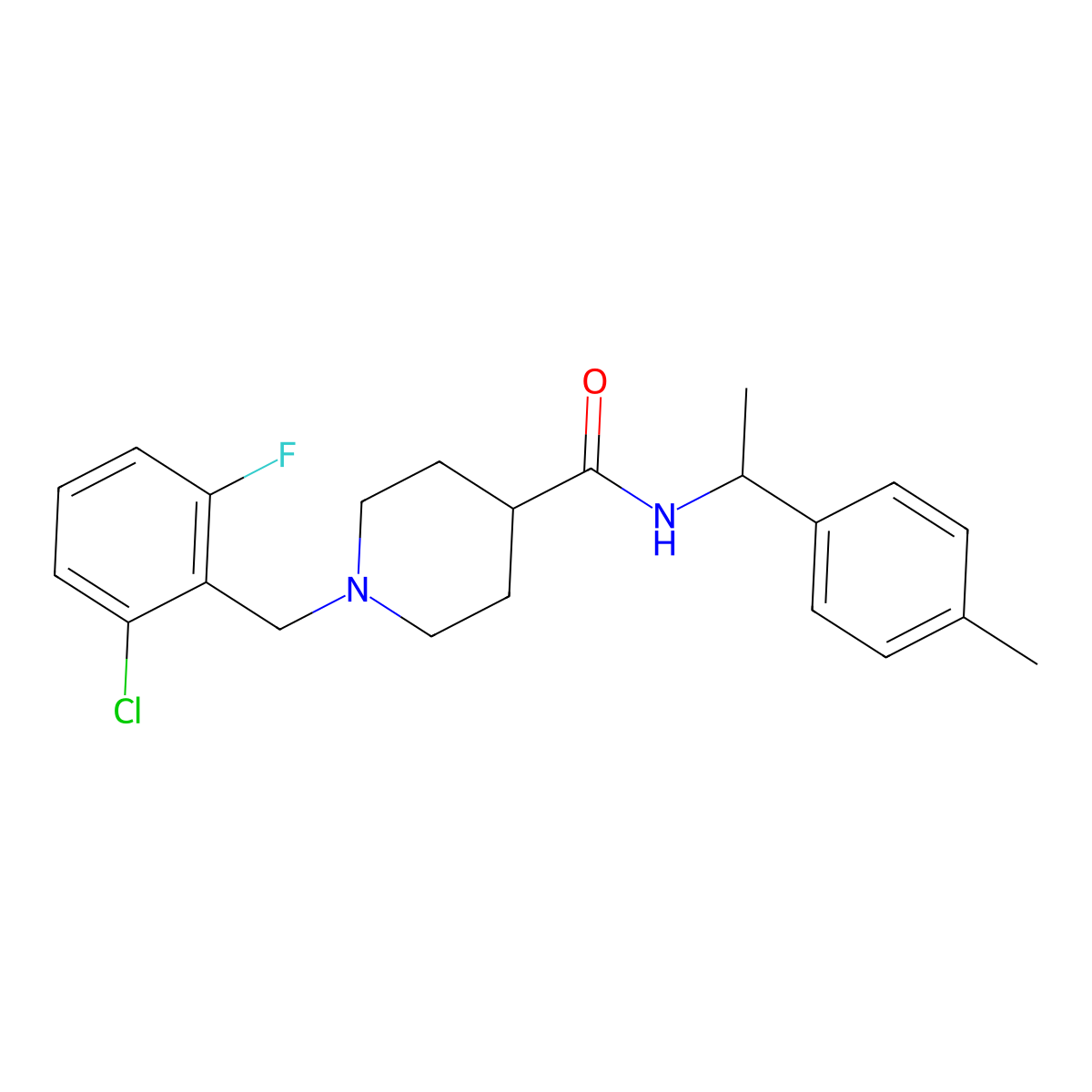1-(2-chloro-6-fluorobenzyl)-N-[1-(4-methylphenyl)ethyl]piperidine-4-carboxamide molecular structure, CAS 1309199-89-0