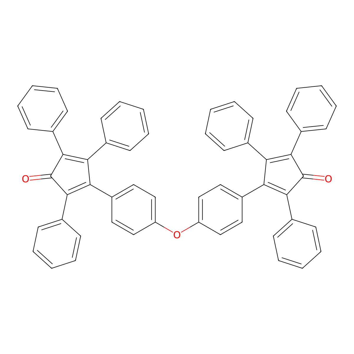 4,4'-(Oxybis(4,1-phenylene))bis(2,3,5-triphenylcyclopenta-2,4-dienone) molecular structure, CAS 13092-45-0
