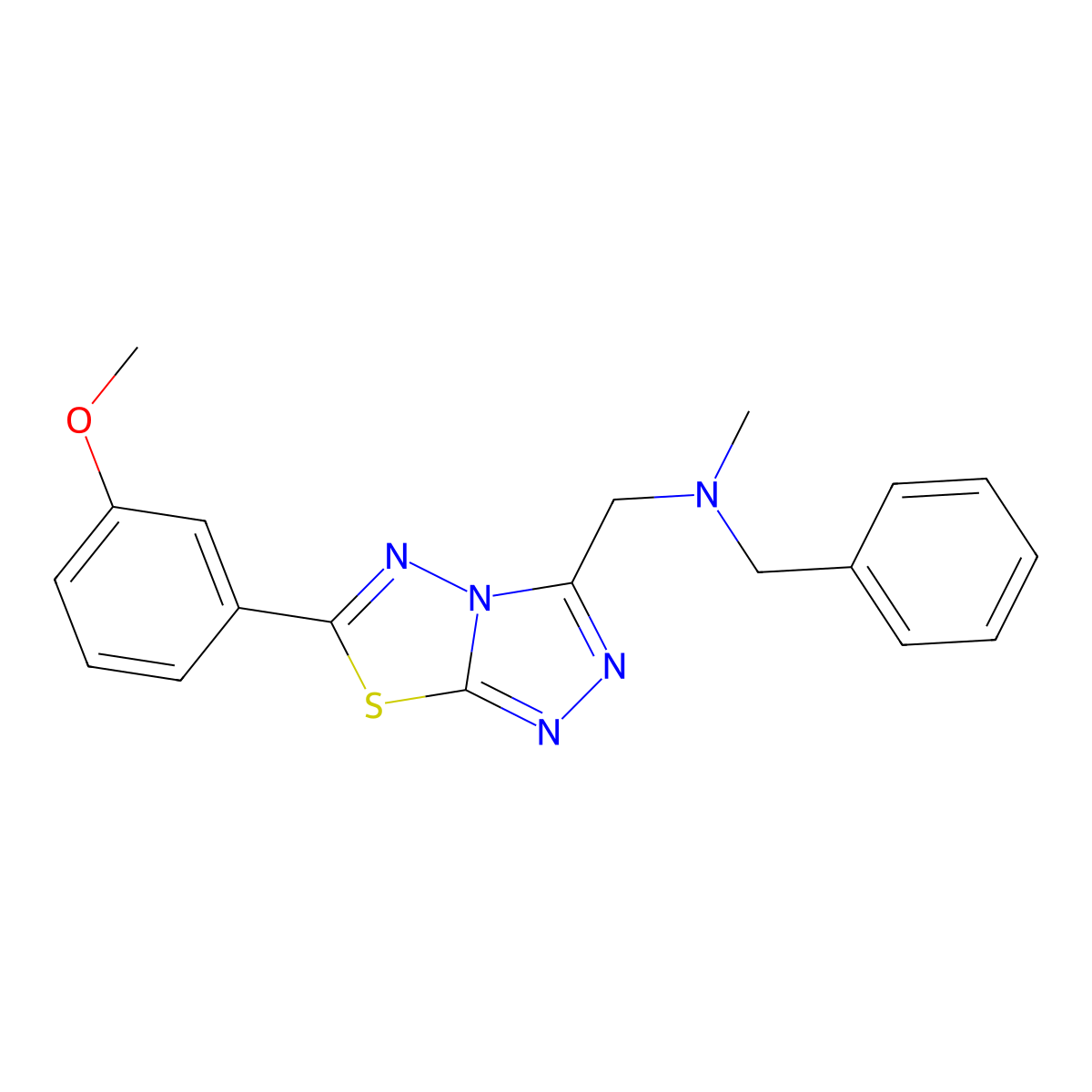 N-benzyl-1-[6-(3-methoxyphenyl)[1,2,4]triazolo[3,4-b][1,3,4]thiadiazol-3-yl]-N-methylmethanamine molecular structure, CAS 1309200-27-8