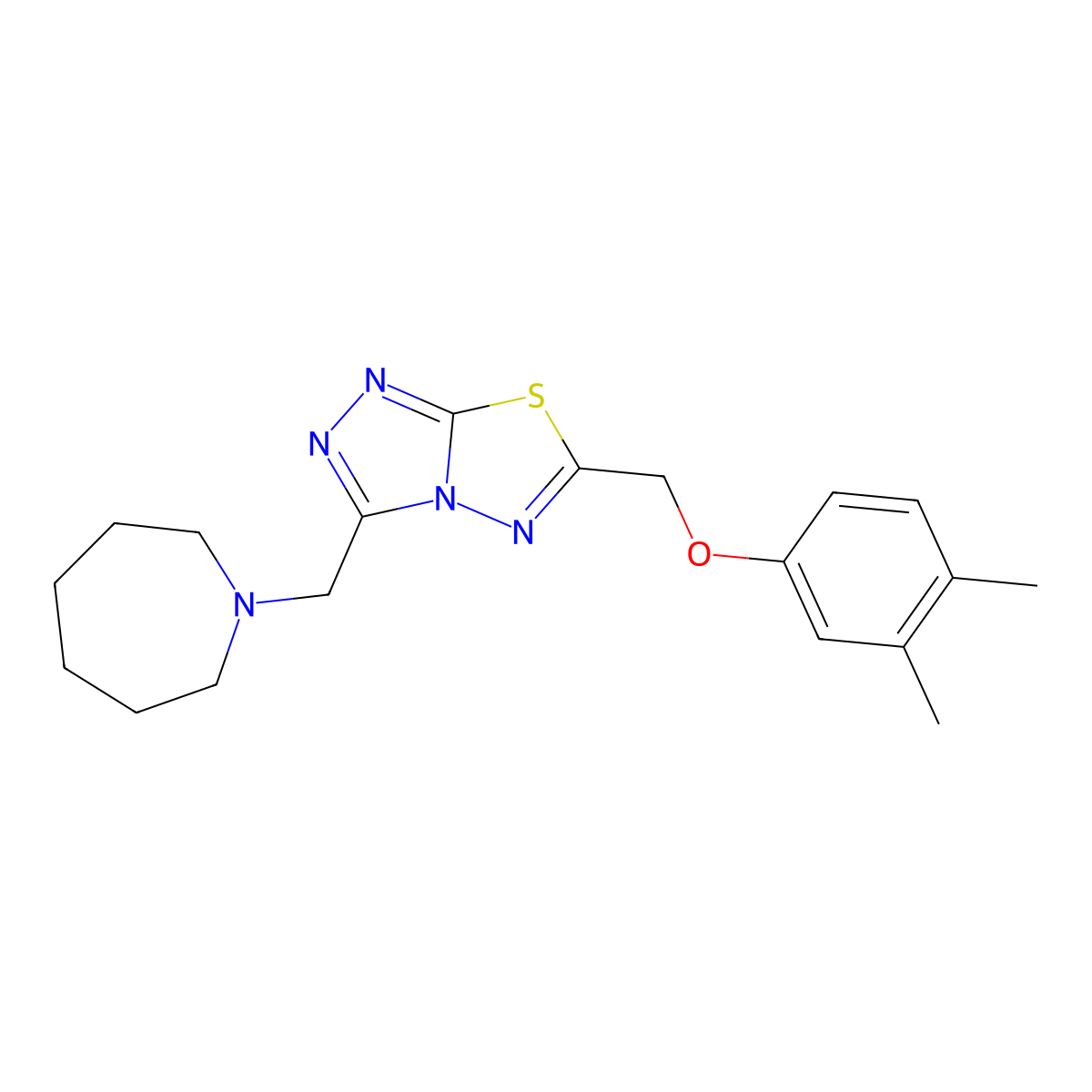 3-(Azepan-1-ylmethyl)-6-[(3,4-dimethylphenoxy)methyl][1,2,4]triazolo[3,4-b][1,3,4]thiadiazole molecular structure, CAS 1309202-98-9