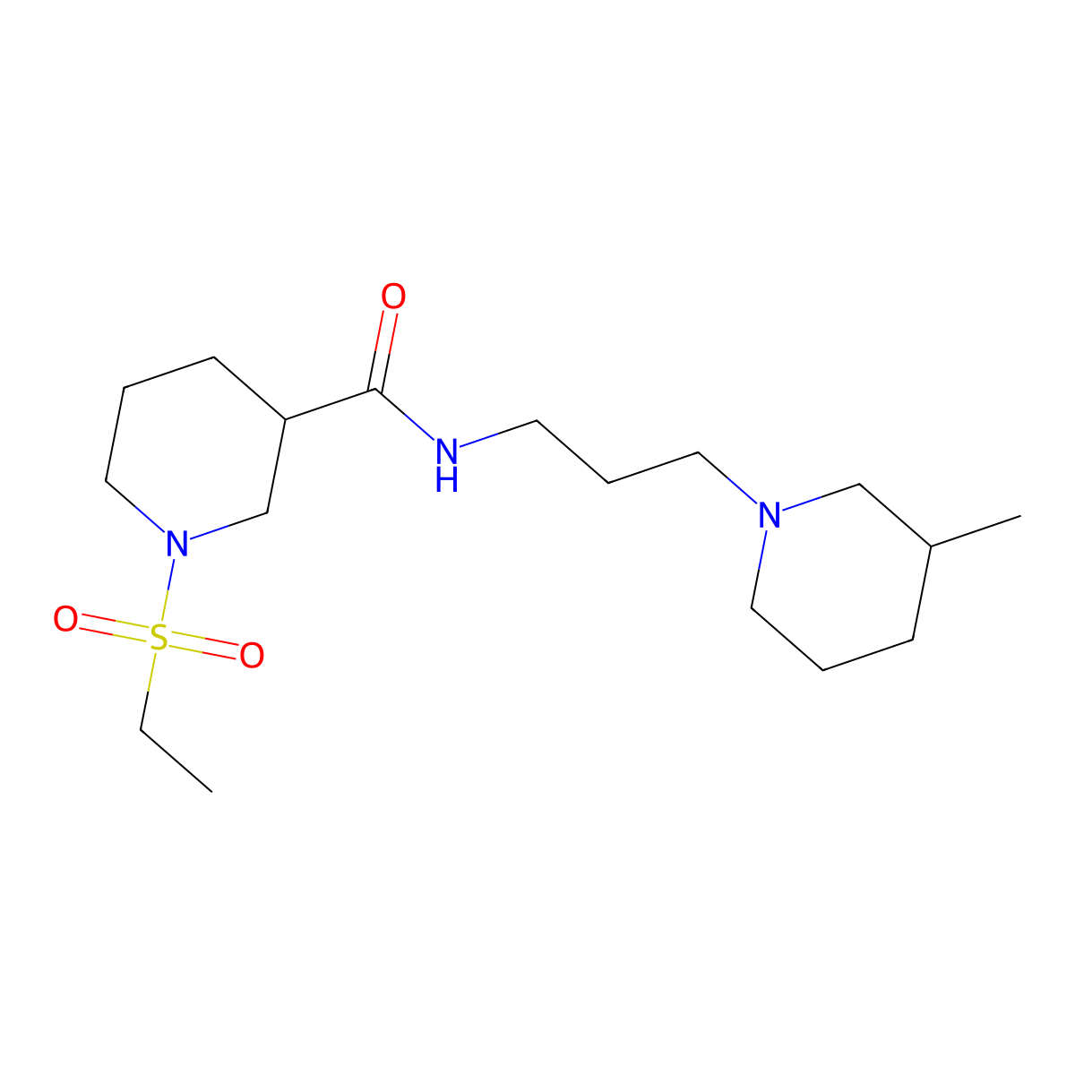 1-(ethylsulfonyl)-N-[3-(3-methylpiperidin-1-yl)propyl]piperidine-3-carboxamide molecular structure, CAS 1309203-95-9
