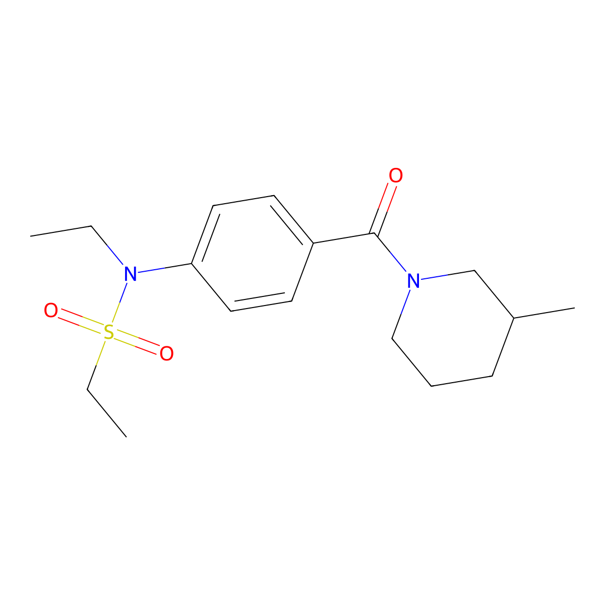 N-ethyl-N-{4-[(3-methylpiperidin-1-yl)carbonyl]phenyl}ethanesulfonamide molecular structure, CAS 1309204-12-3