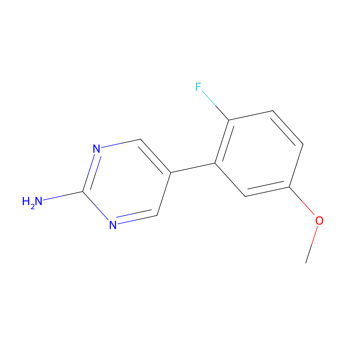 5-(2-Fluoro-5-methoxyphenyl)-2-pyrimidinamine molecular structure, CAS 1309206-41-4