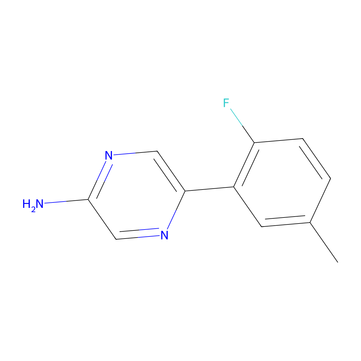5-(2-Fluoro-5-methylphenyl)pyrazin-2-amine molecular structure, CAS 1309207-06-4