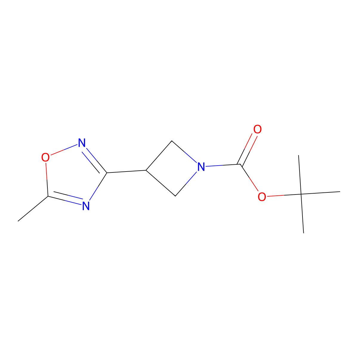 Tert-butyl 3-(5-methyl-1,2,4-oxadiazol-3-yl)azetidine-1-carboxylate molecular structure, CAS 1309207-08-6