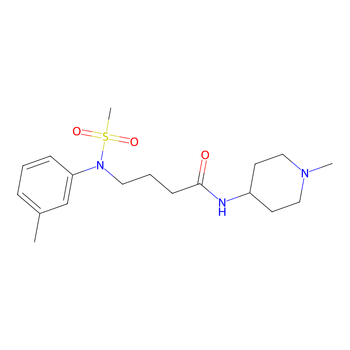 4-[(3-methylphenyl)(methylsulfonyl)amino]-N-(1-methylpiperidin-4-yl)butanamide molecular structure, CAS 1309207-18-8