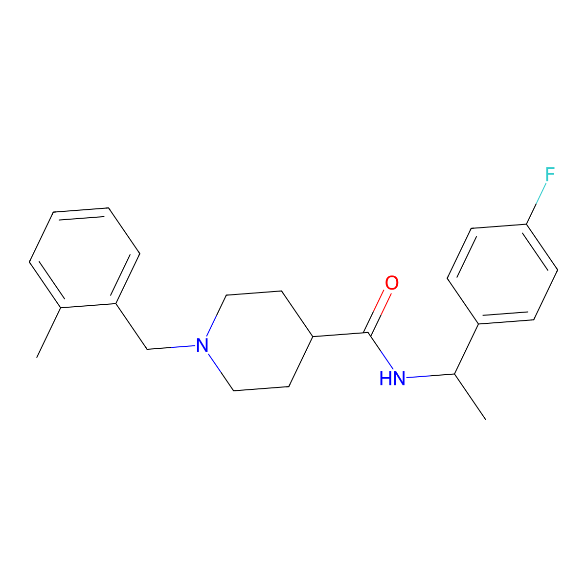 N-[1-(4-fluorophenyl)ethyl]-1-(2-methylbenzyl)piperidine-4-carboxamide molecular structure, CAS 1309207-74-6