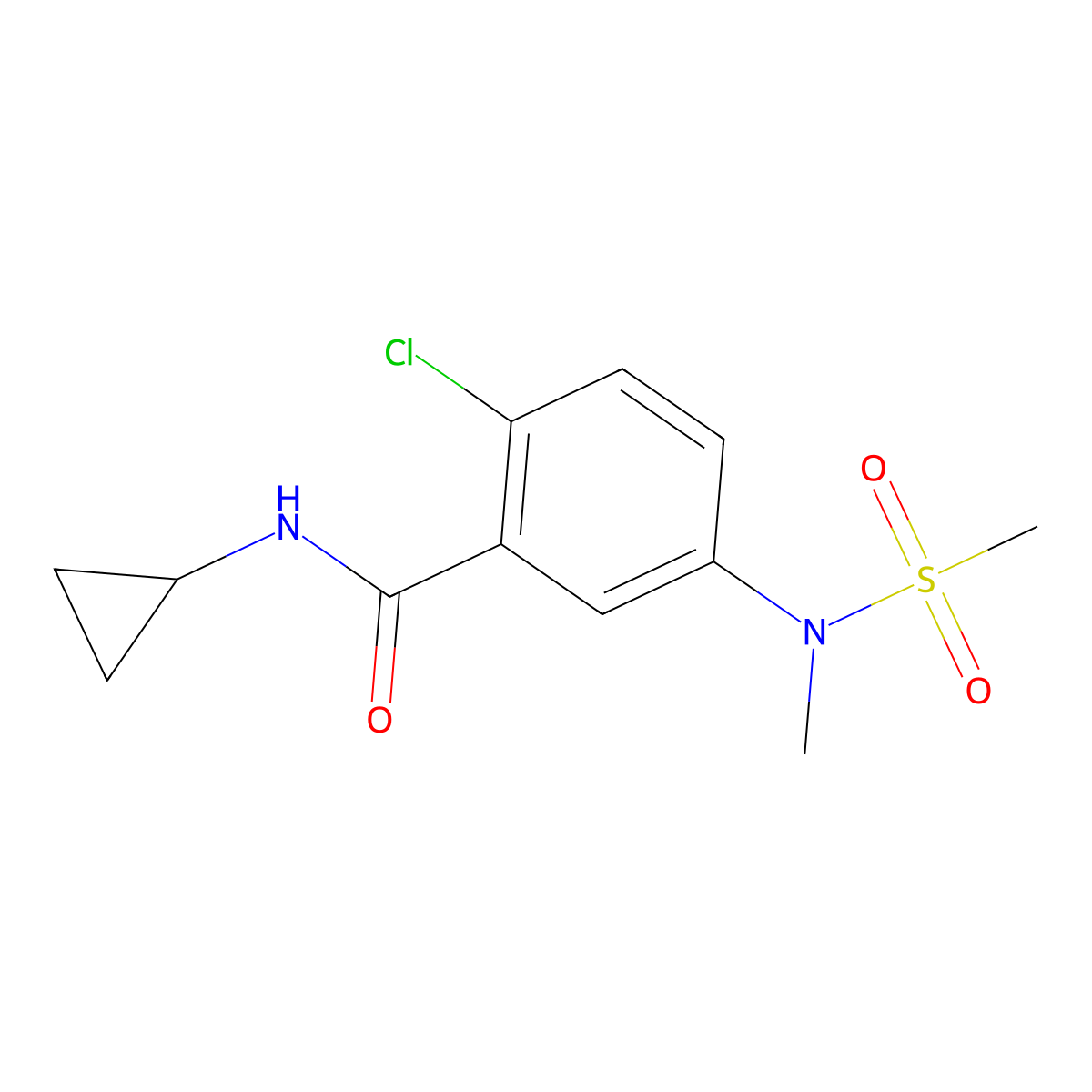 2-chloro-N-cyclopropyl-5-[methyl(methylsulfonyl)amino]benzamide molecular structure, CAS 1309209-17-3