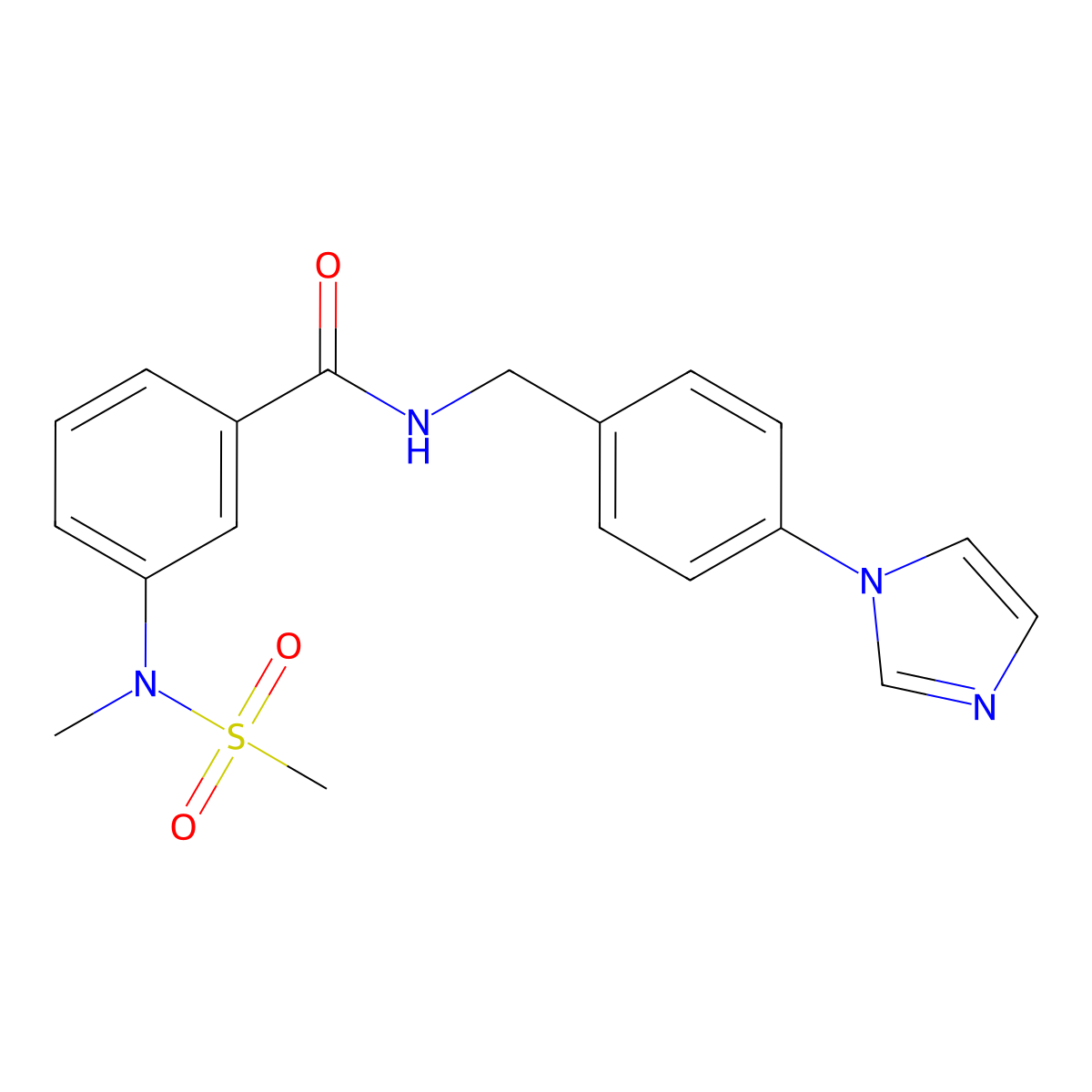 N-[4-(1H-imidazol-1-yl)benzyl]-3-[methyl(methylsulfonyl)amino]benzamide molecular structure, CAS 1309210-02-3