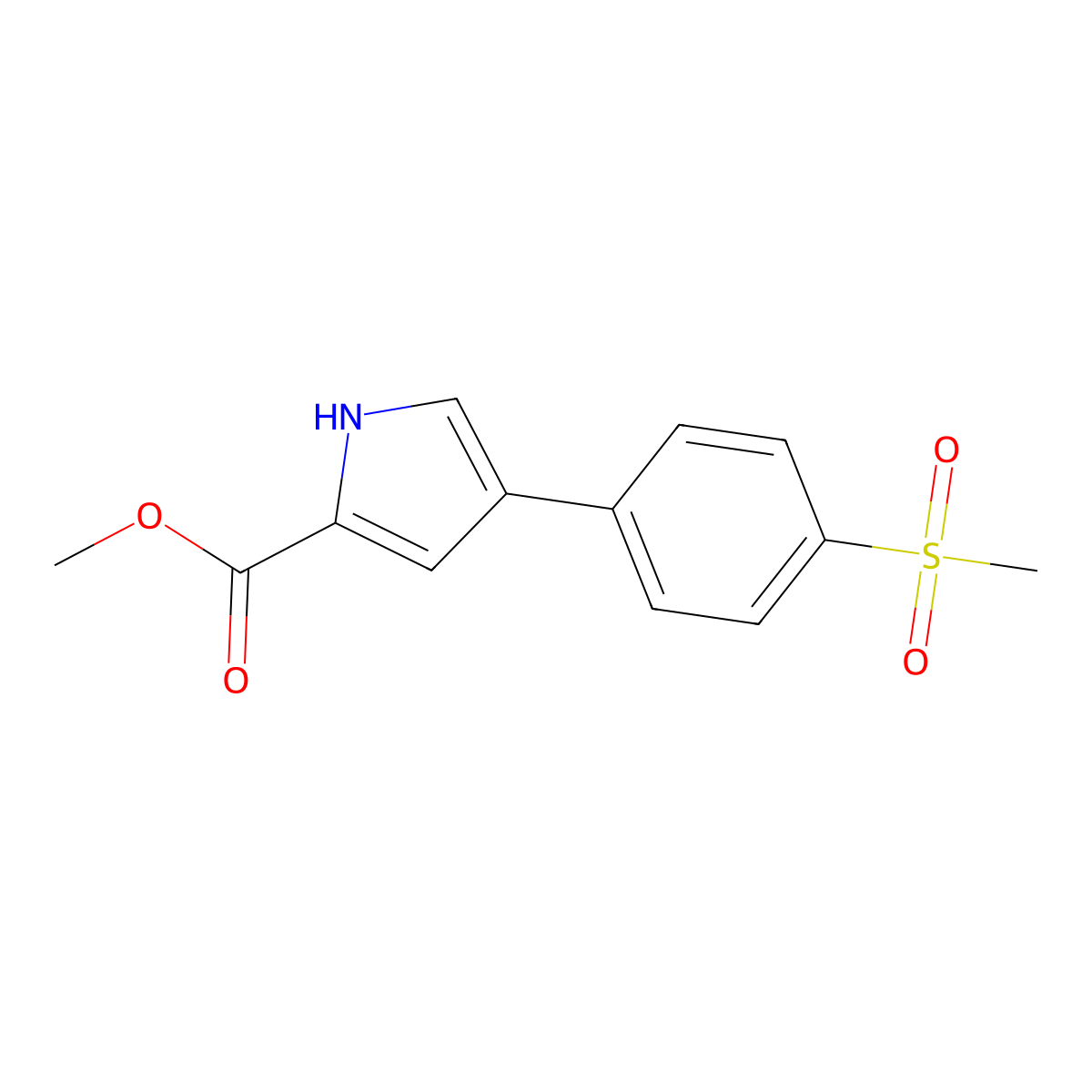 Methyl 4-(4-(methylsulfonyl)phenyl)-1H-pyrrole-2-carboxylate molecular structure, CAS 1309210-58-9