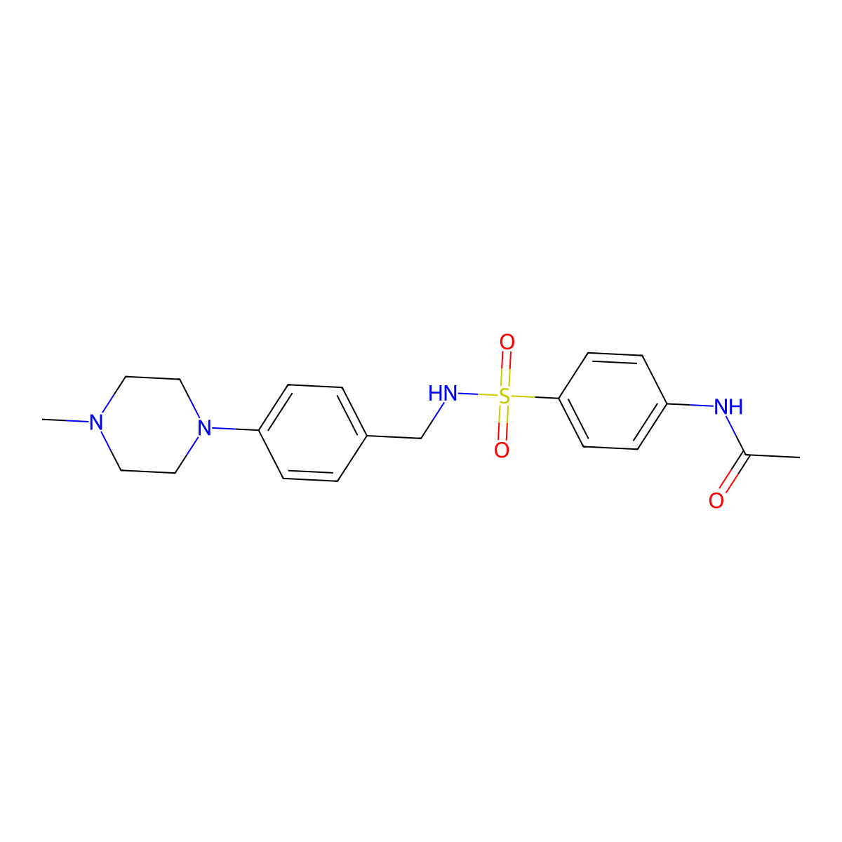 N-(4-{[4-(4-methylpiperazin-1-yl)benzyl]sulfamoyl}phenyl)acetamide molecular structure, CAS 1309214-61-6