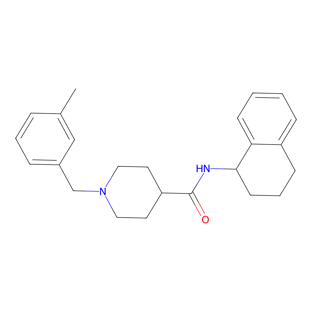 1-(3-methylbenzyl)-N-(1,2,3,4-tetrahydronaphthalen-1-yl)piperidine-4-carboxamide molecular structure, CAS 1309216-42-9