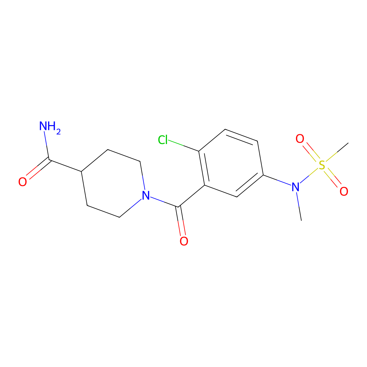 1-({2-Chloro-5-[methyl(methylsulfonyl)amino]phenyl}carbonyl)piperidine-4-carboxamide molecular structure, CAS 1309217-31-9