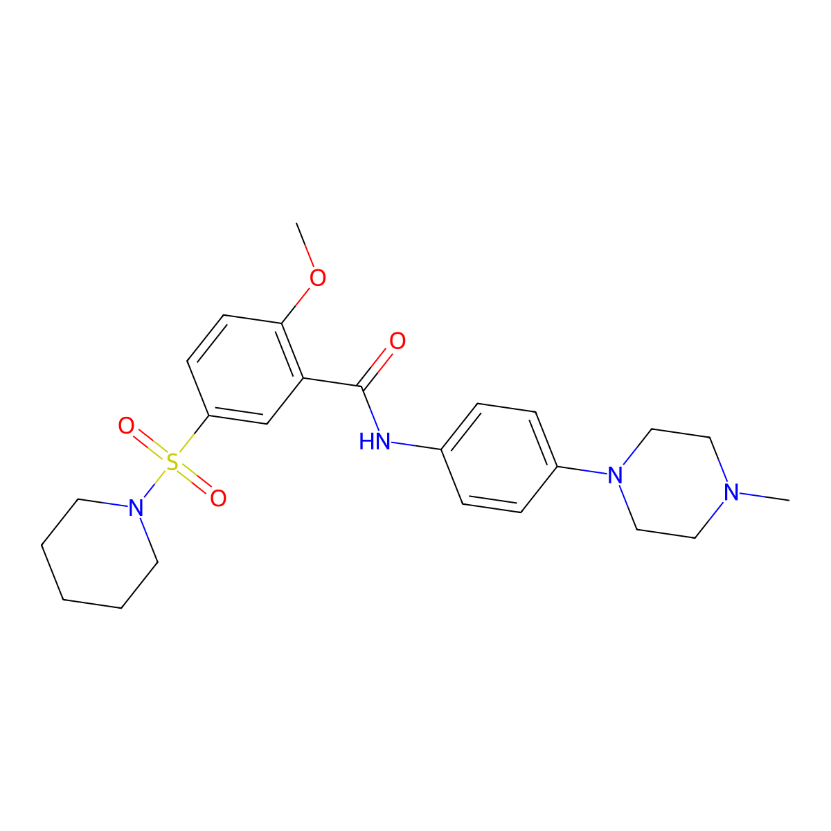 2-methoxy-N-[4-(4-methylpiperazin-1-yl)phenyl]-5-(piperidin-1-ylsulfonyl)benzamide molecular structure, CAS 1309218-90-3