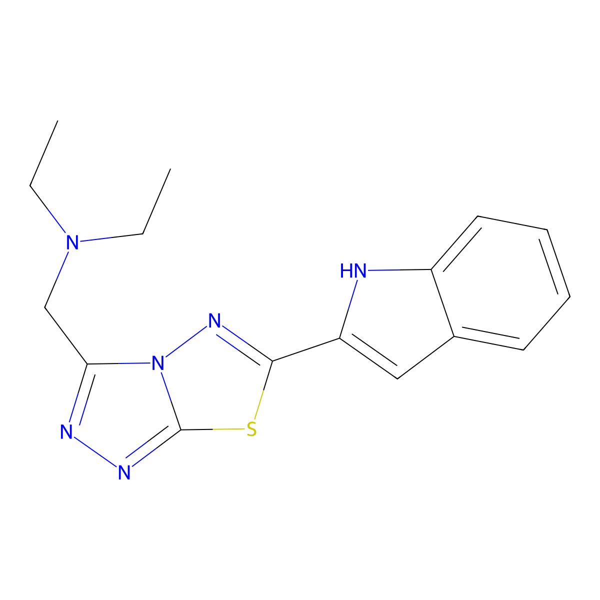 N-ethyl-N-{[6-(1H-indol-2-yl)[1,2,4]triazolo[3,4-b][1,3,4]thiadiazol-3-yl]methyl}ethanamine molecular structure, CAS 1309224-26-7