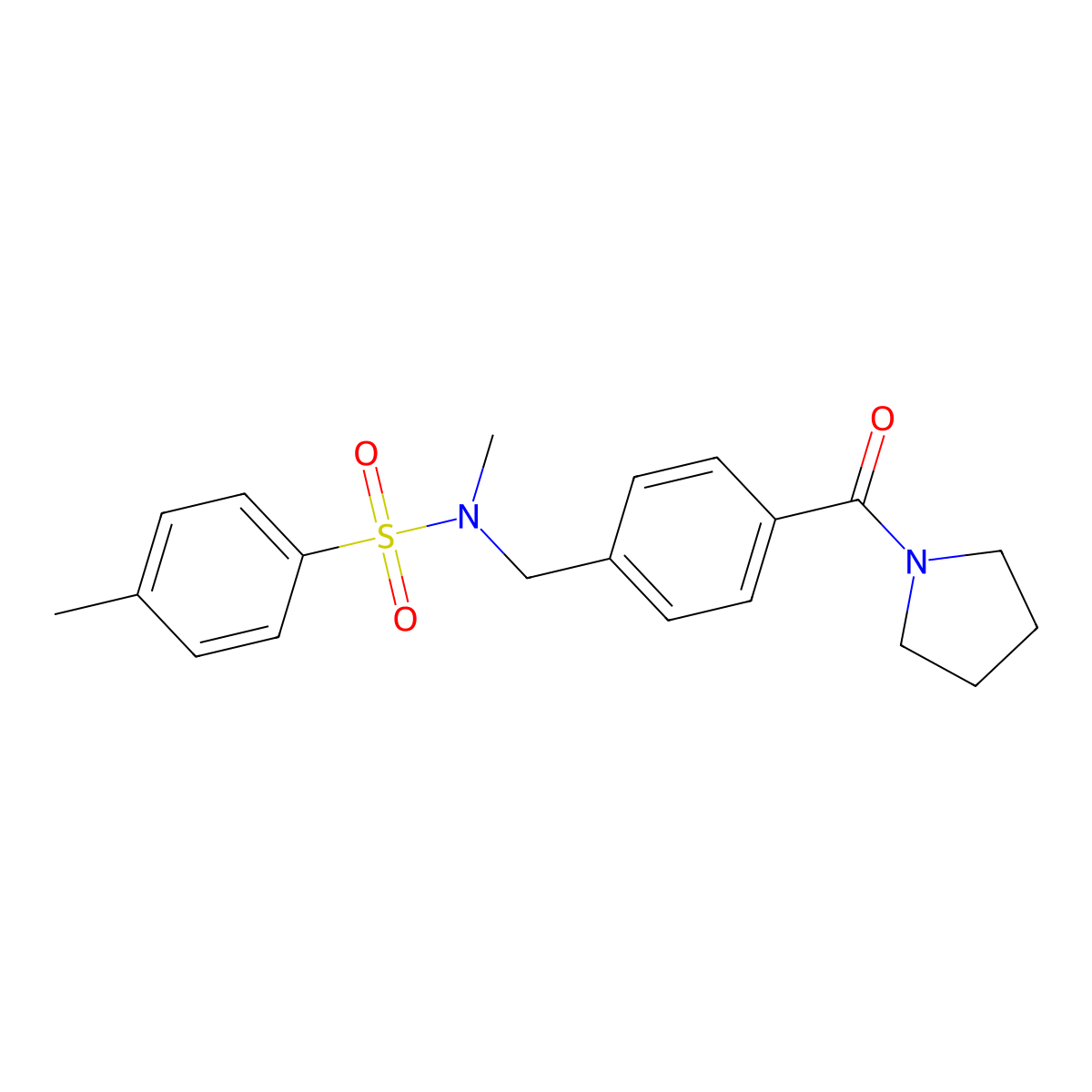 N,4-dimethyl-N-[4-(pyrrolidin-1-ylcarbonyl)benzyl]benzenesulfonamide molecular structure, CAS 1309224-48-3