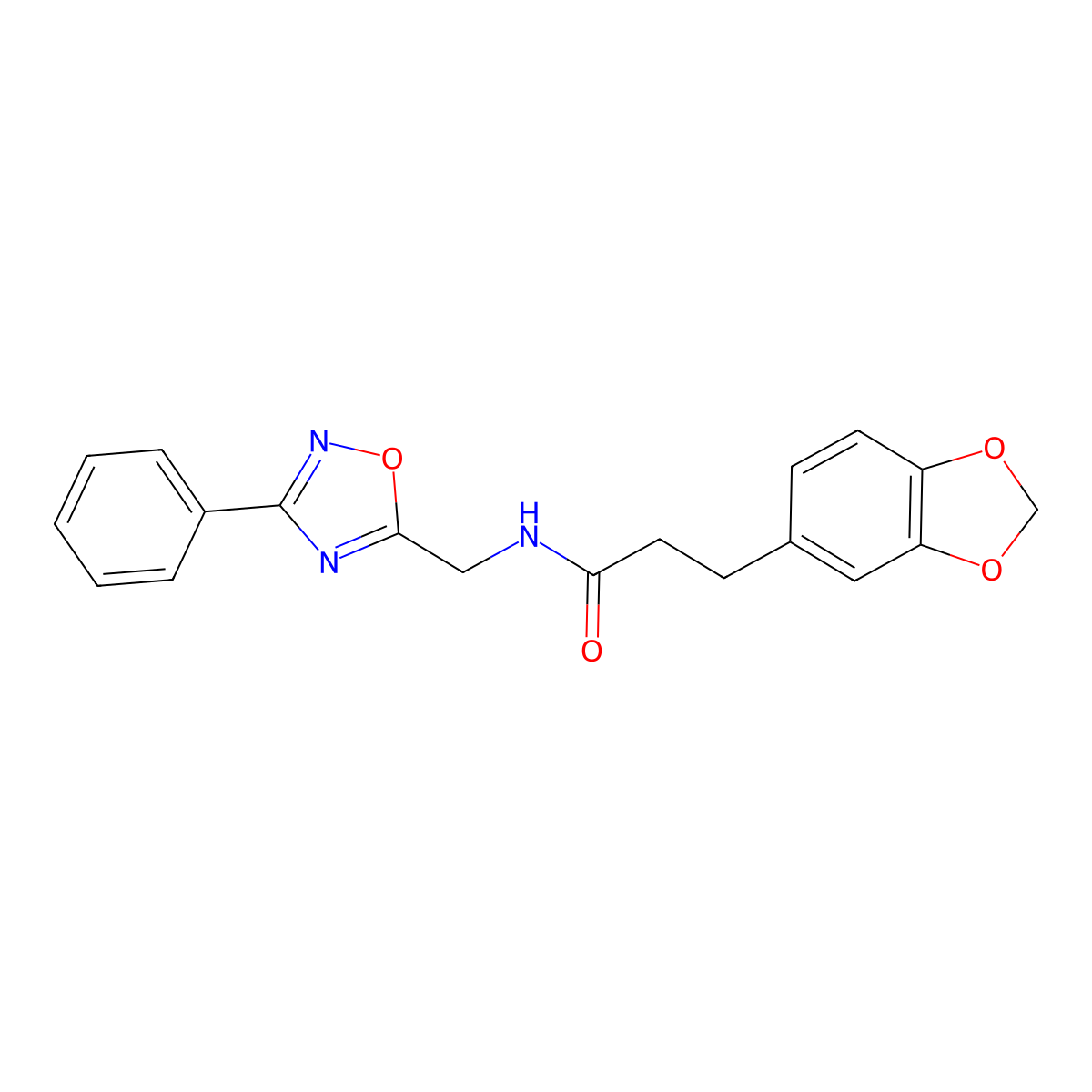 3-(1,3-benzodioxol-5-yl)-N-[(3-phenyl-1,2,4-oxadiazol-5-yl)methyl]propanamide molecular structure, CAS 1309224-65-4