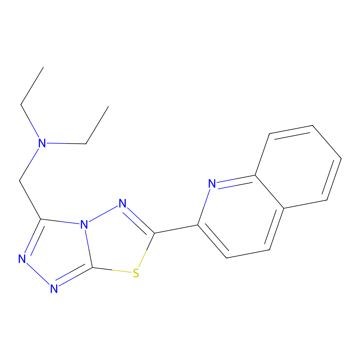 N-ethyl-N-{[6-(quinolin-2-yl)[1,2,4]triazolo[3,4-b][1,3,4]thiadiazol-3-yl]methyl}ethanamine molecular structure, CAS 1309224-97-2
