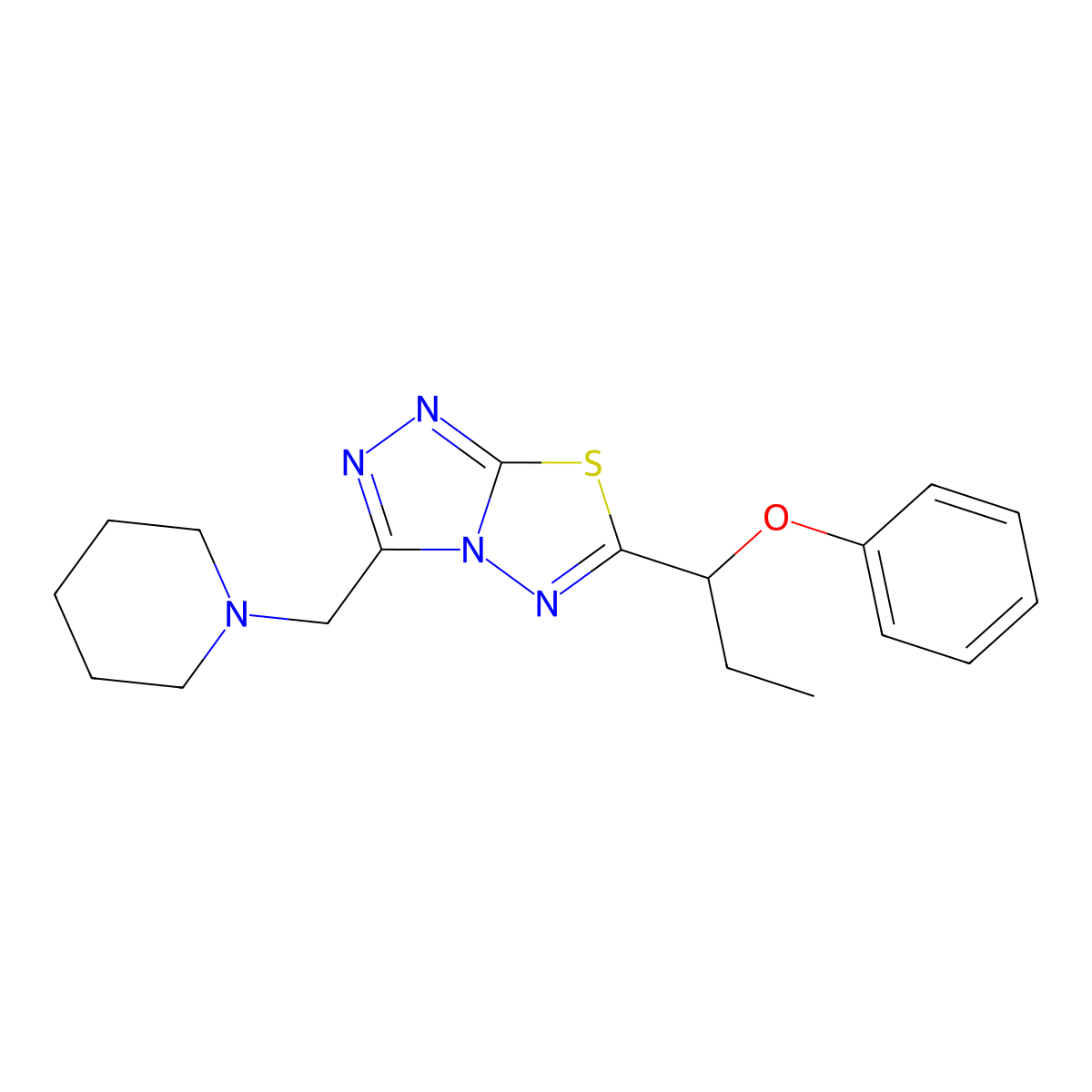 6-(1-Phenoxypropyl)-3-(piperidin-1-ylmethyl)[1,2,4]triazolo[3,4-b][1,3,4]thiadiazole molecular structure, CAS 1309225-15-7