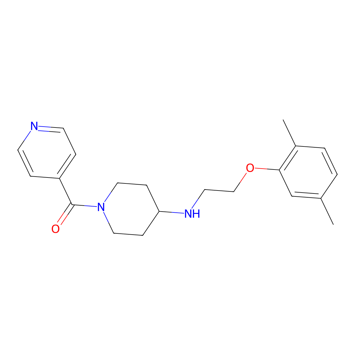 (4-((2-(2,5-Dimethylphenoxy)ethyl)amino)piperidin-1-yl)(pyridin-4-yl)methanone molecular structure, CAS 1309241-34-6