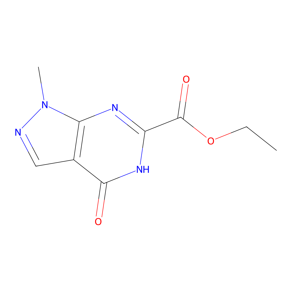 ethyl 1-methyl-4-oxo-4,5-dihydro-1H-pyrazolo[3,4-d]pyrimidine-6-carboxylate molecular structure, CAS 130925-71-2