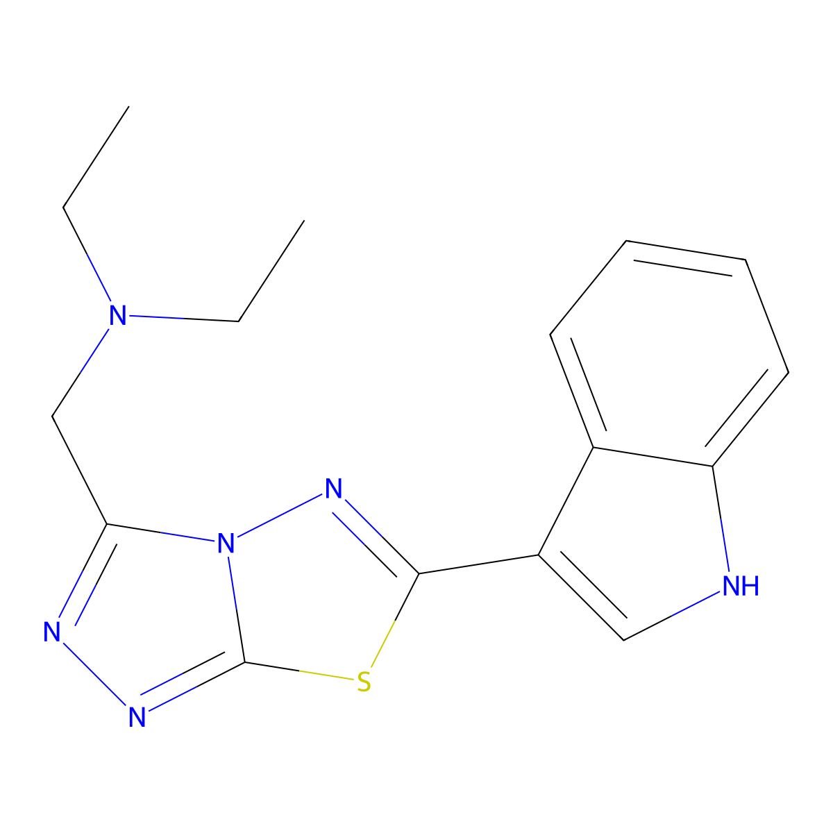N-ethyl-N-{[6-(1H-indol-3-yl)[1,2,4]triazolo[3,4-b][1,3,4]thiadiazol-3-yl]methyl}ethanamine molecular structure, CAS 1309252-74-1