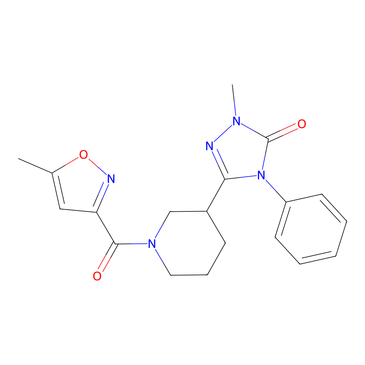 1-methyl-3-(1-(5-methylisoxazole-3-carbonyl)piperidin-3-yl)-4-phenyl-1H-1,2,4-triazol-5(4H)-one molecular structure, CAS 1309257-66-6
