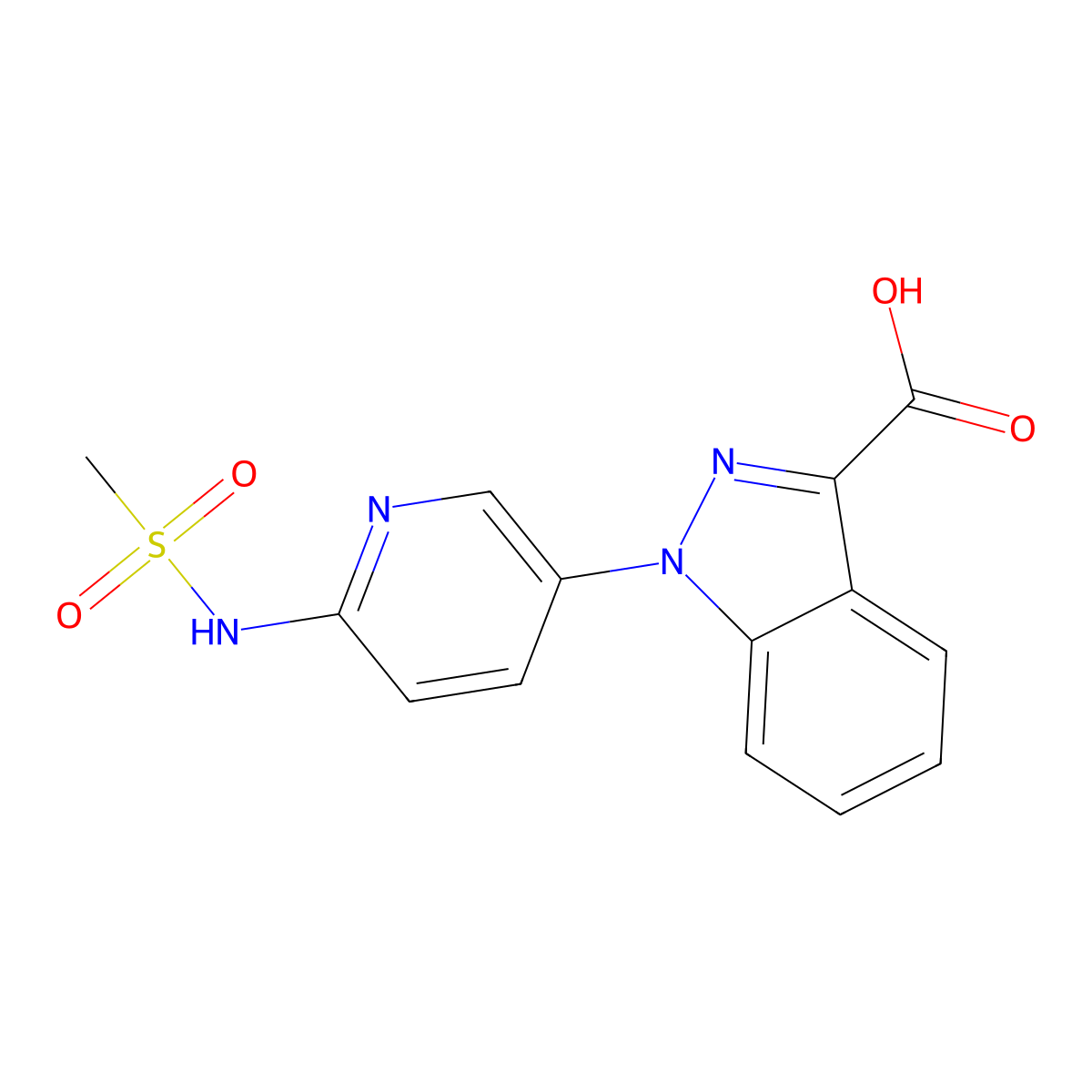 1-(6-(Methylsulfonamido)pyridin-3-yl)-1H-indazole-3-carboxylic acid molecular structure, CAS 1309268-17-4